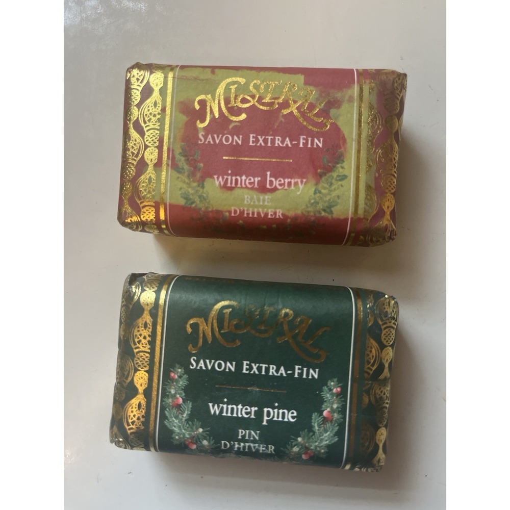 Mistral French Soap Lot 2 Savon Extra Fin Winter Pine Berry Decorative Bars
